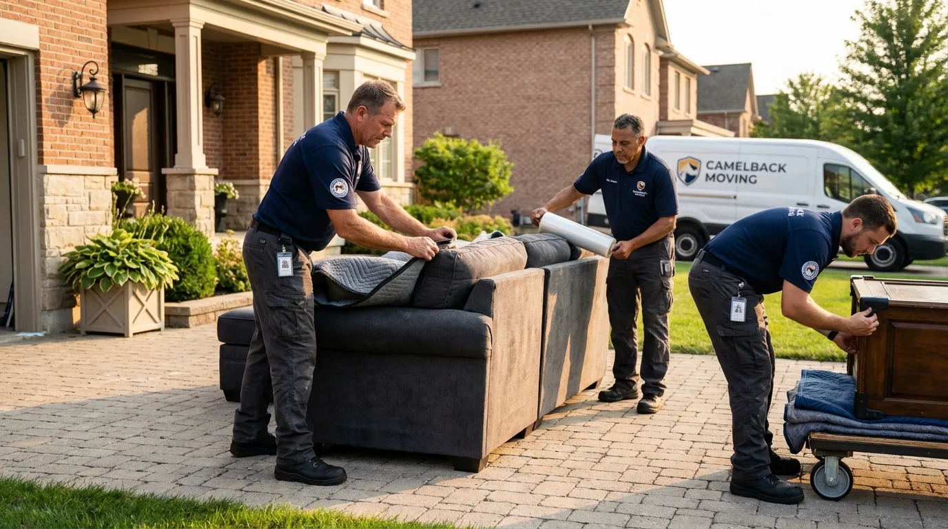Large estate moving crew wrapping furniture in Morgan, UT